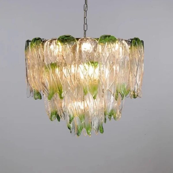 Axyaa Green Glass Chandelier for Living Room, Bedroom, Restaurant & Hotel